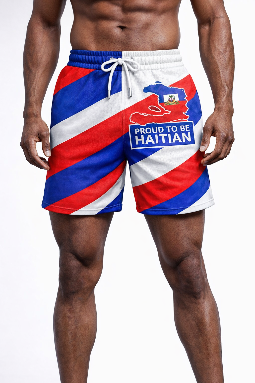 Short Proud to be Haitian - Carte Haïti Bandes Diagonales