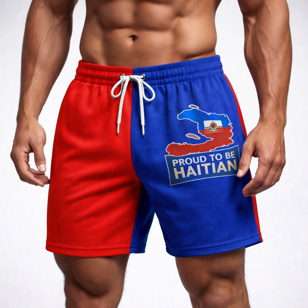 Short Proud to be Haitian - Bicolore Rouge Bleu Classique