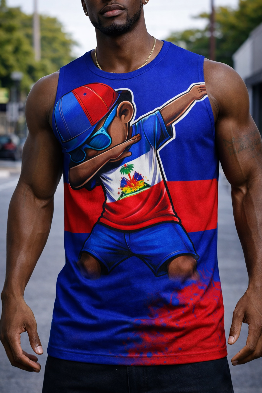 Débardeur Jeune Dab Haïtien - Enfant Fierté Drapeau Tricolore