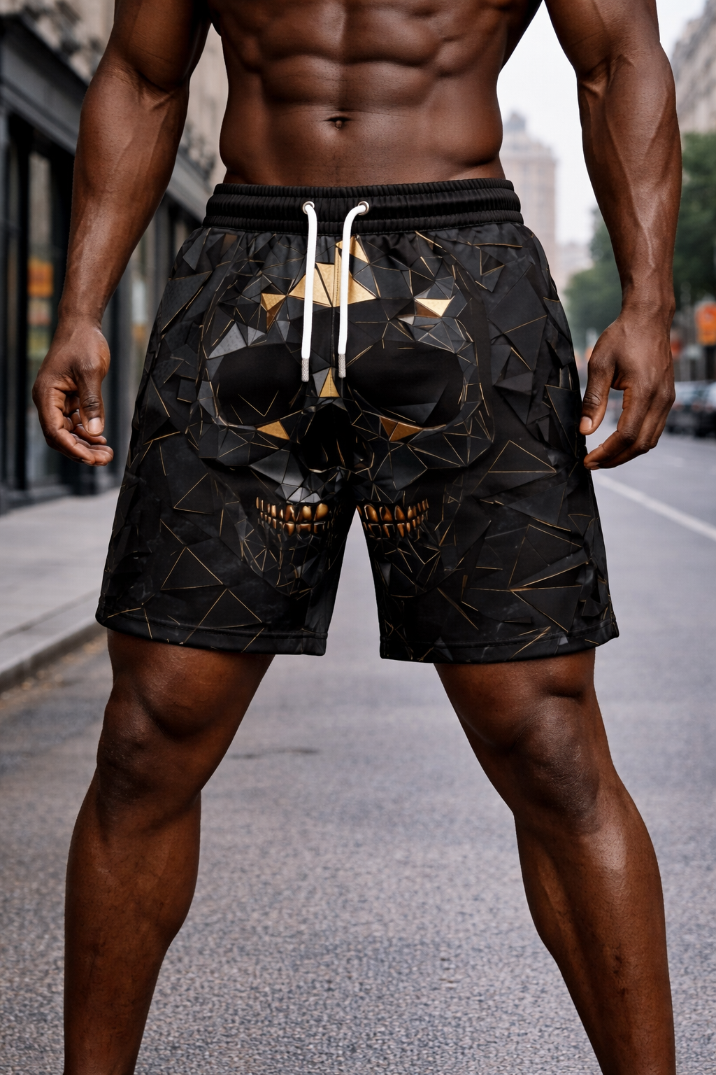Short Skull Géométrique Or – Noir & Or