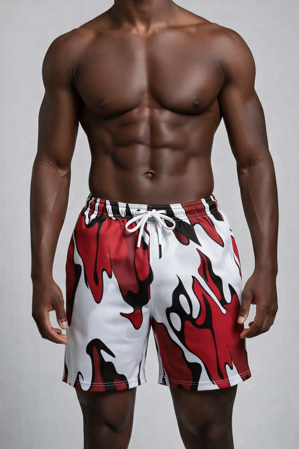 Short Flammes Camo – Rouge, Noir & Blanc