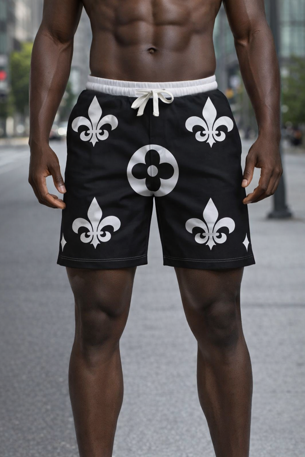 Short Fleur de Lys Royal – Noir & Blanc