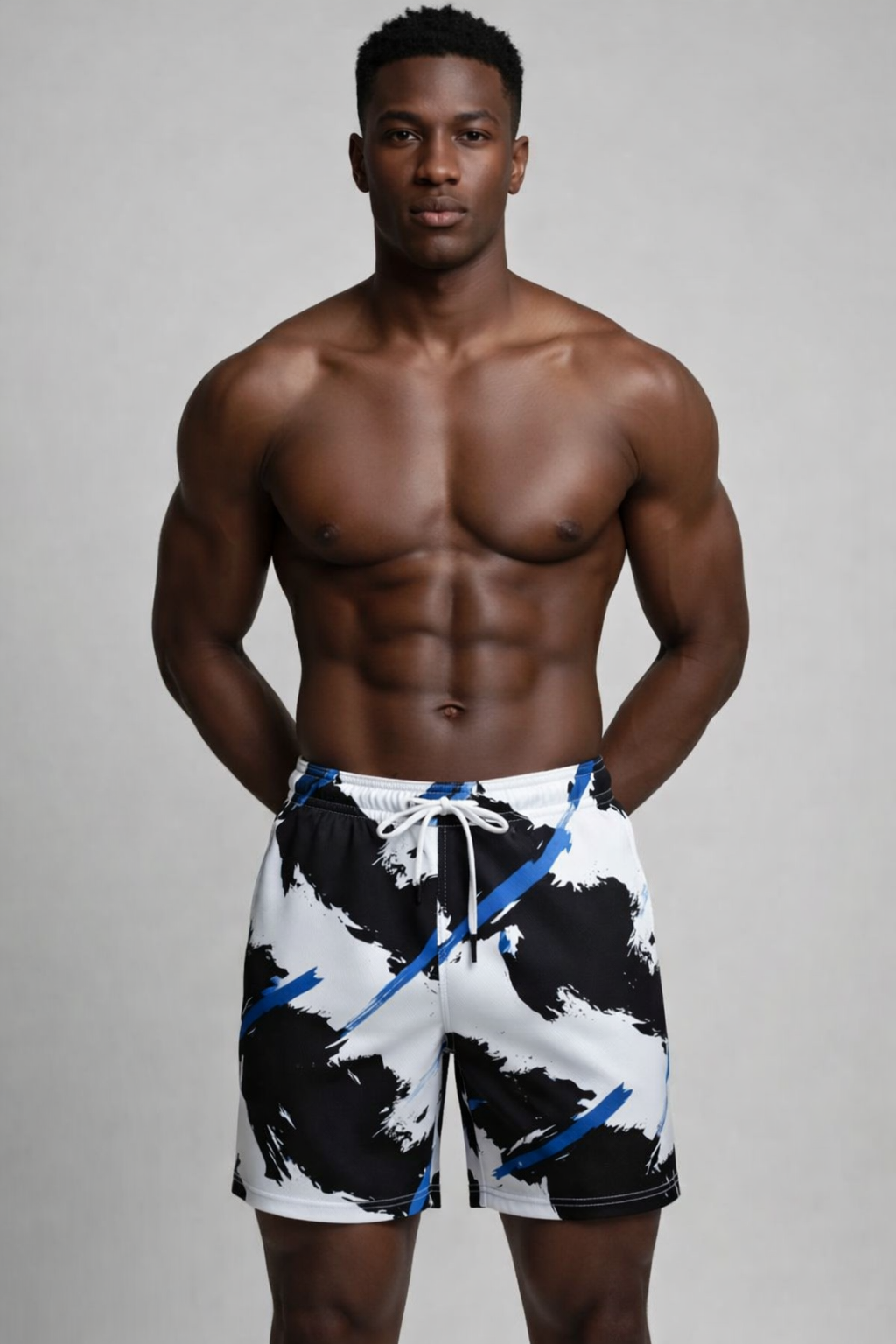 Short Coups de Pinceau – Blanc, Noir & Bleu