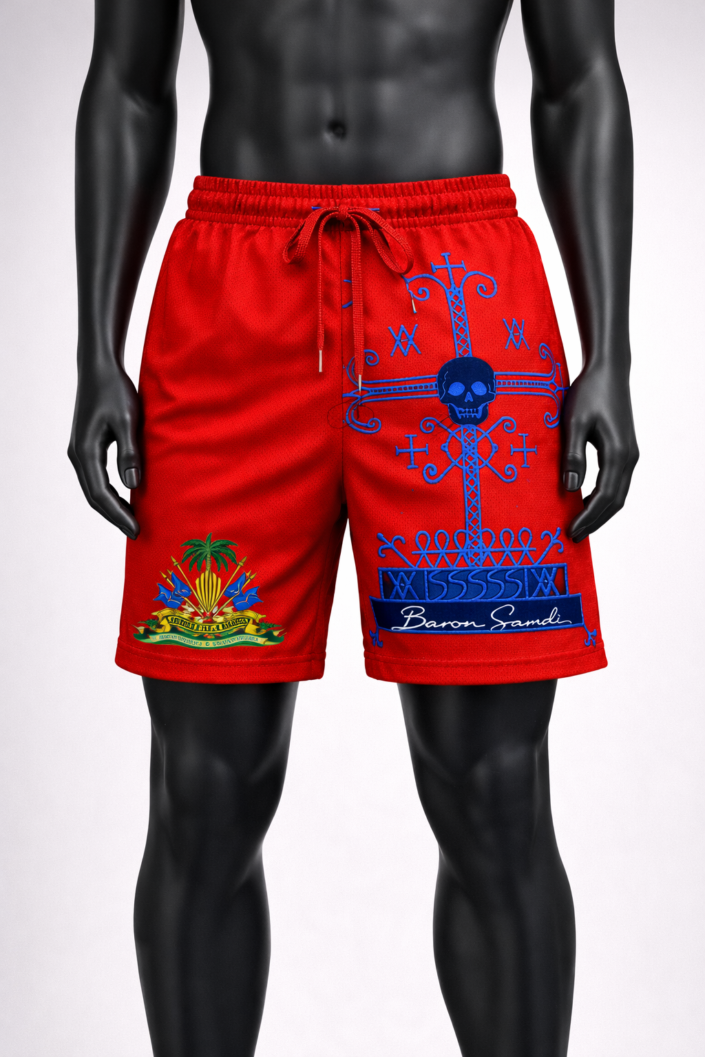 Short Baron Samdi - Croix Crâne Bleu Armoiries Rouge