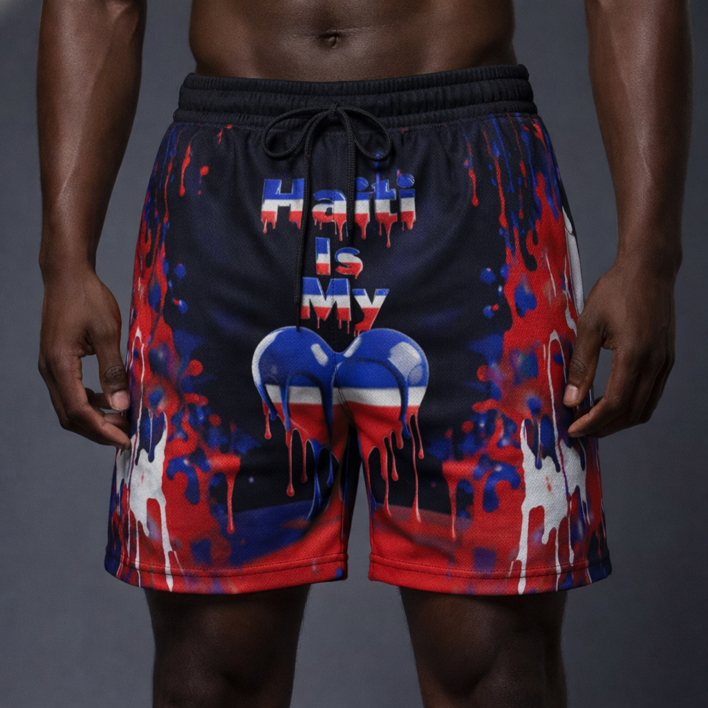 Short Haiti is My Heart - Cœur Peinture Dégoulinante
