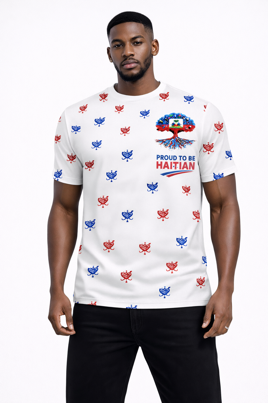 T-Shirt Proud to be Haitian - Édition Motif Arbre à Racines