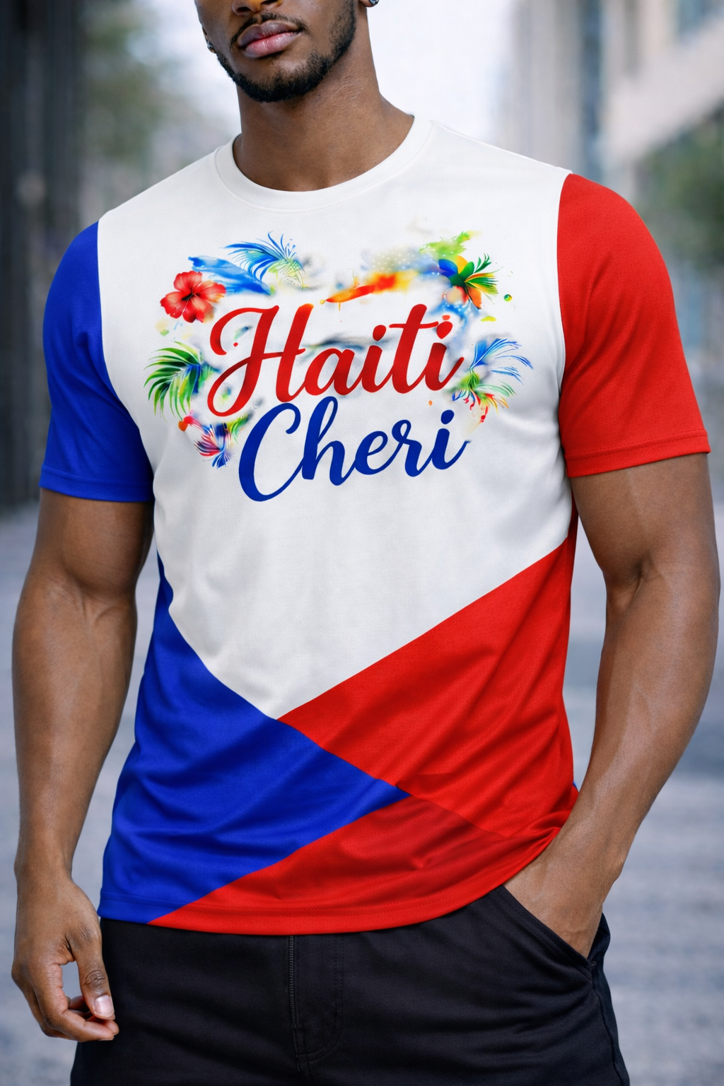 T-shirt Haiti Cheri - Édition Drapeau