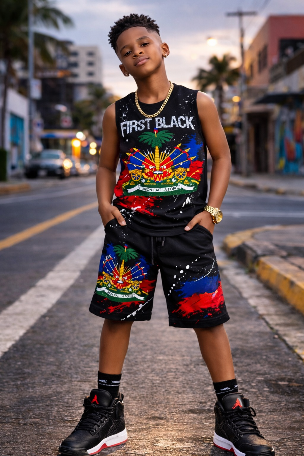 Ensemble Deux Pièces First Black Haïtien pour Enfants