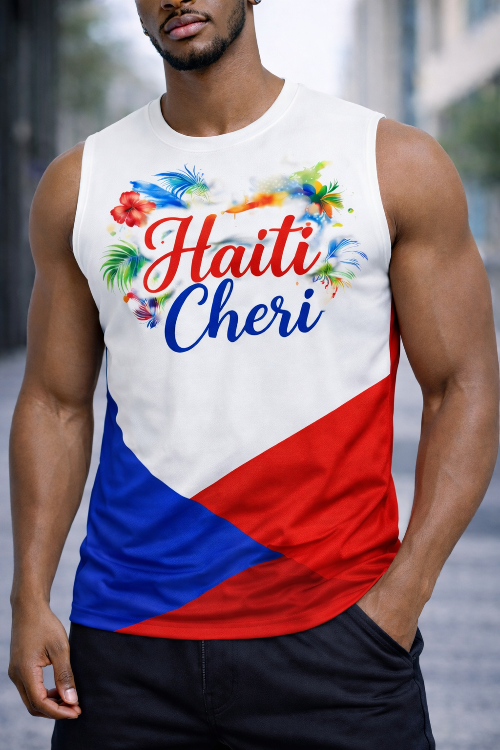 Débardeur Haiti Cheri Floral - Design Tropical Tricolore Élégant