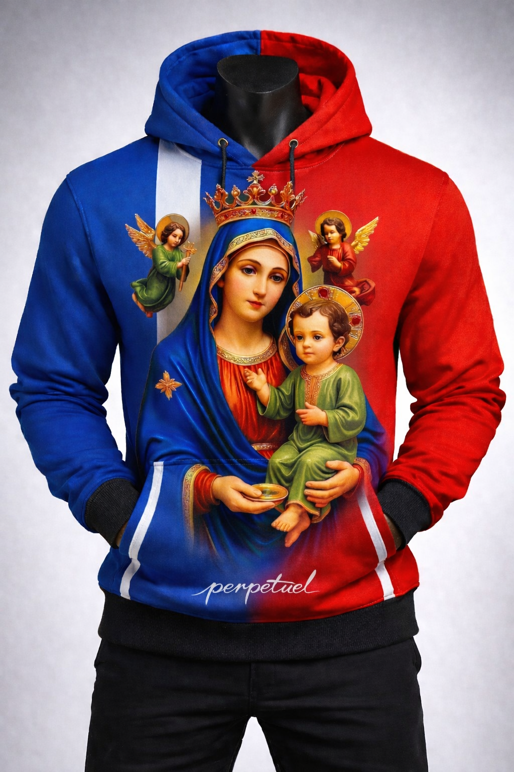 Hoodie Perpétuel - Vierge Marie Tricolore Haïtien
