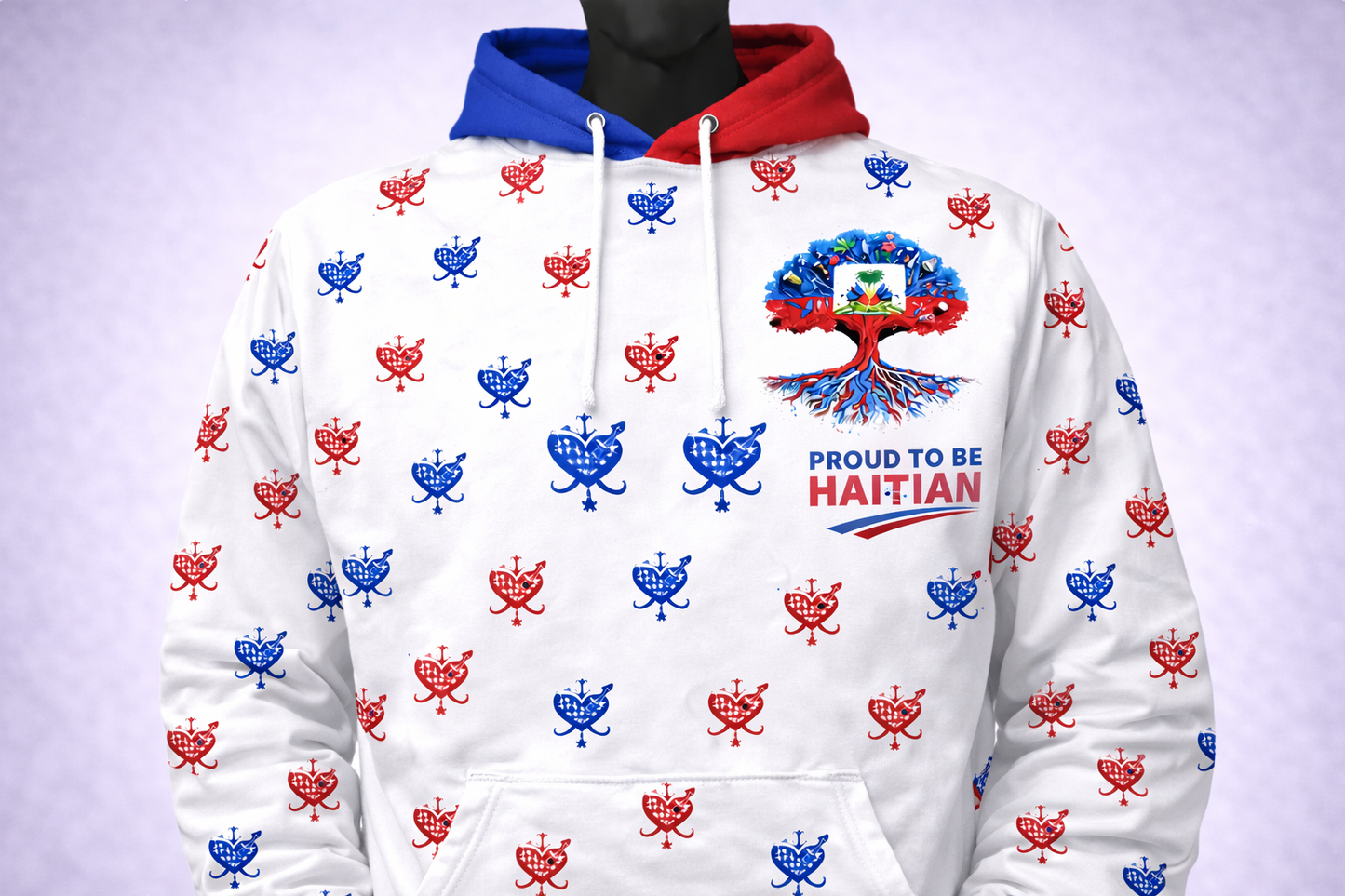 Sudadera con capucha "Orgulloso de ser haitiano" - Edición Raíces Blancas