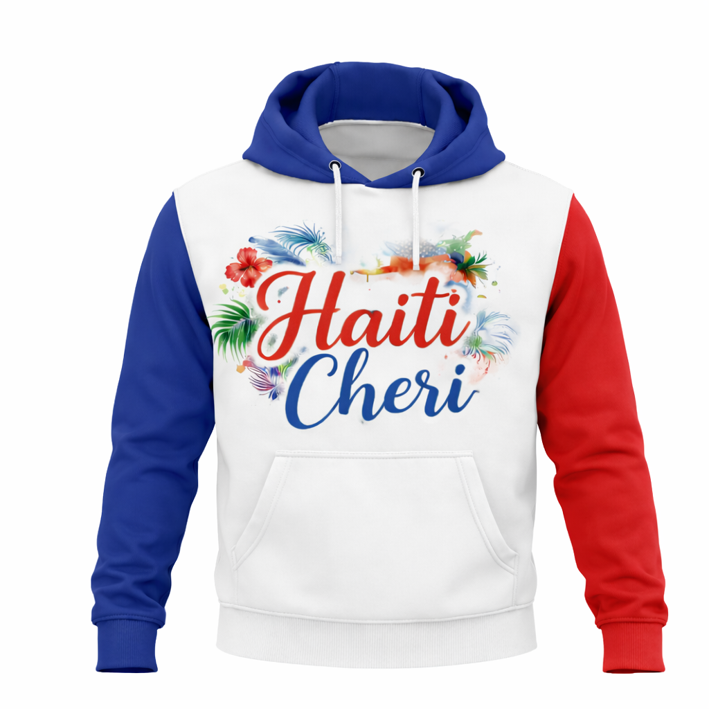 Hoodie Haïti Chéri - Édition Tricolore Blanc