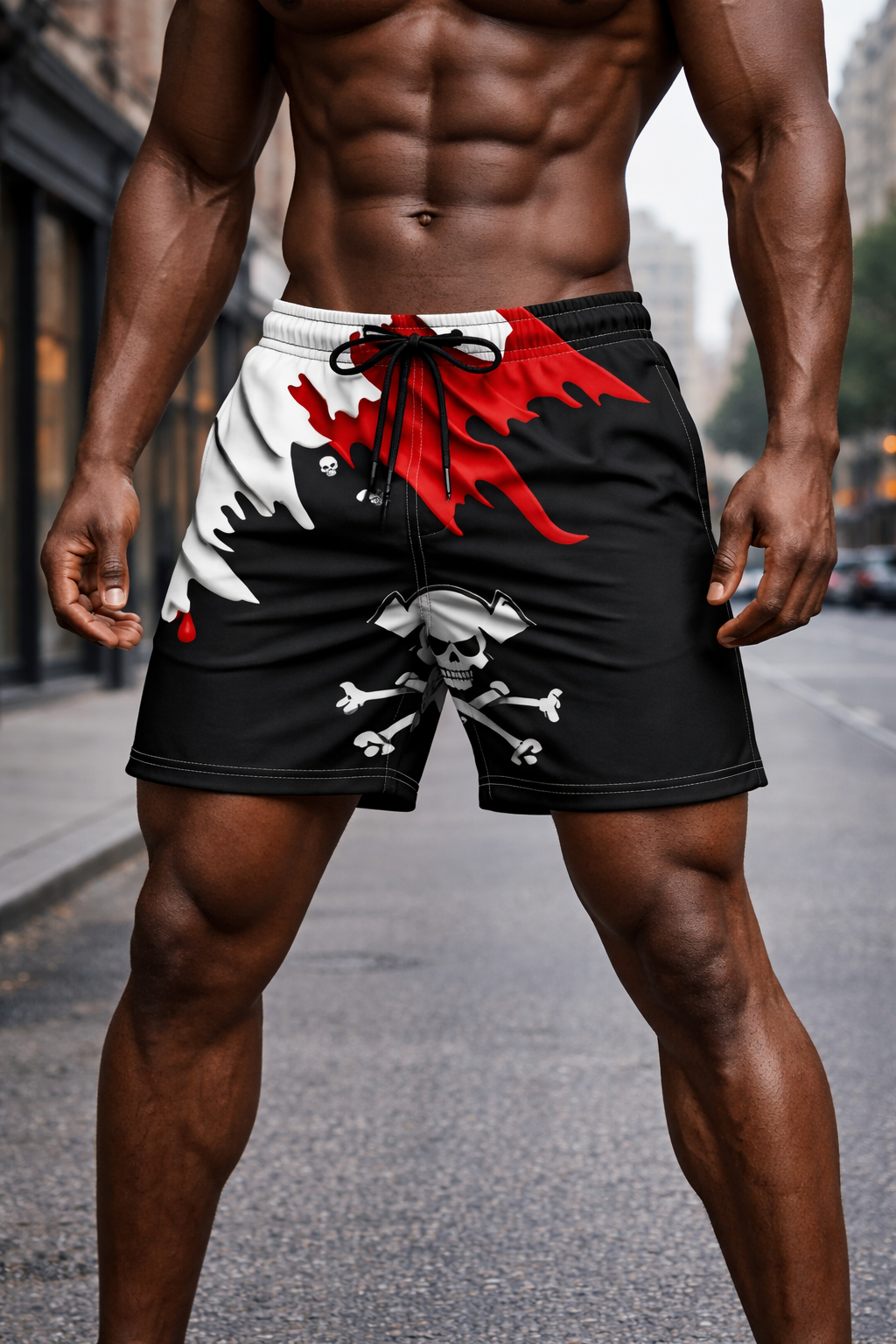 Short Skull Pirate – Noir, Blanc & Rouge