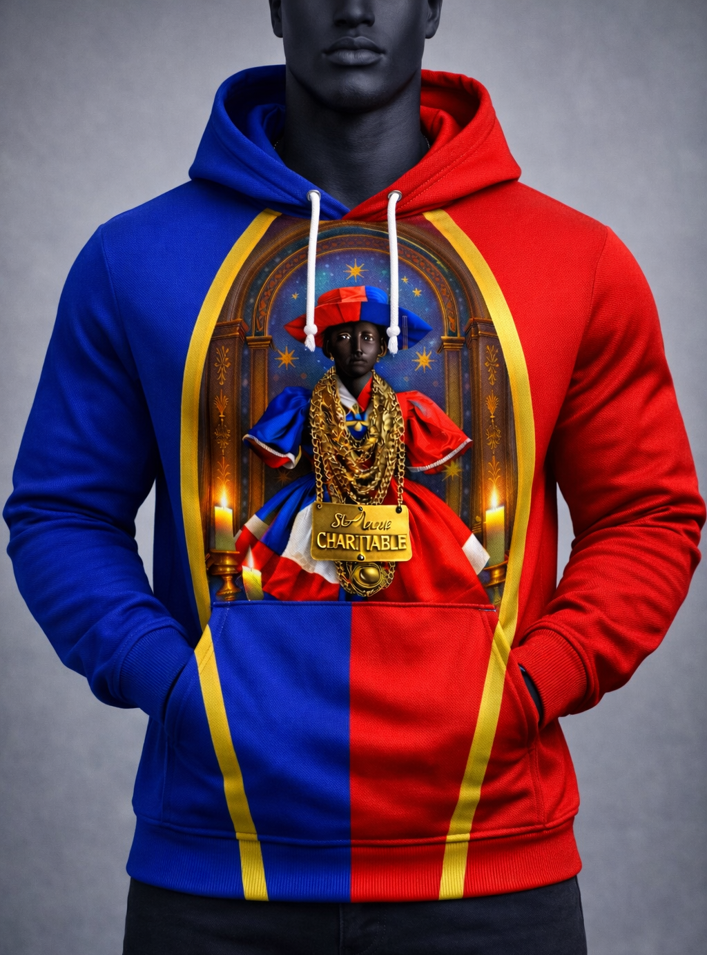 Sweat à capuche St-Anne Charitable - Bleu et Rouge