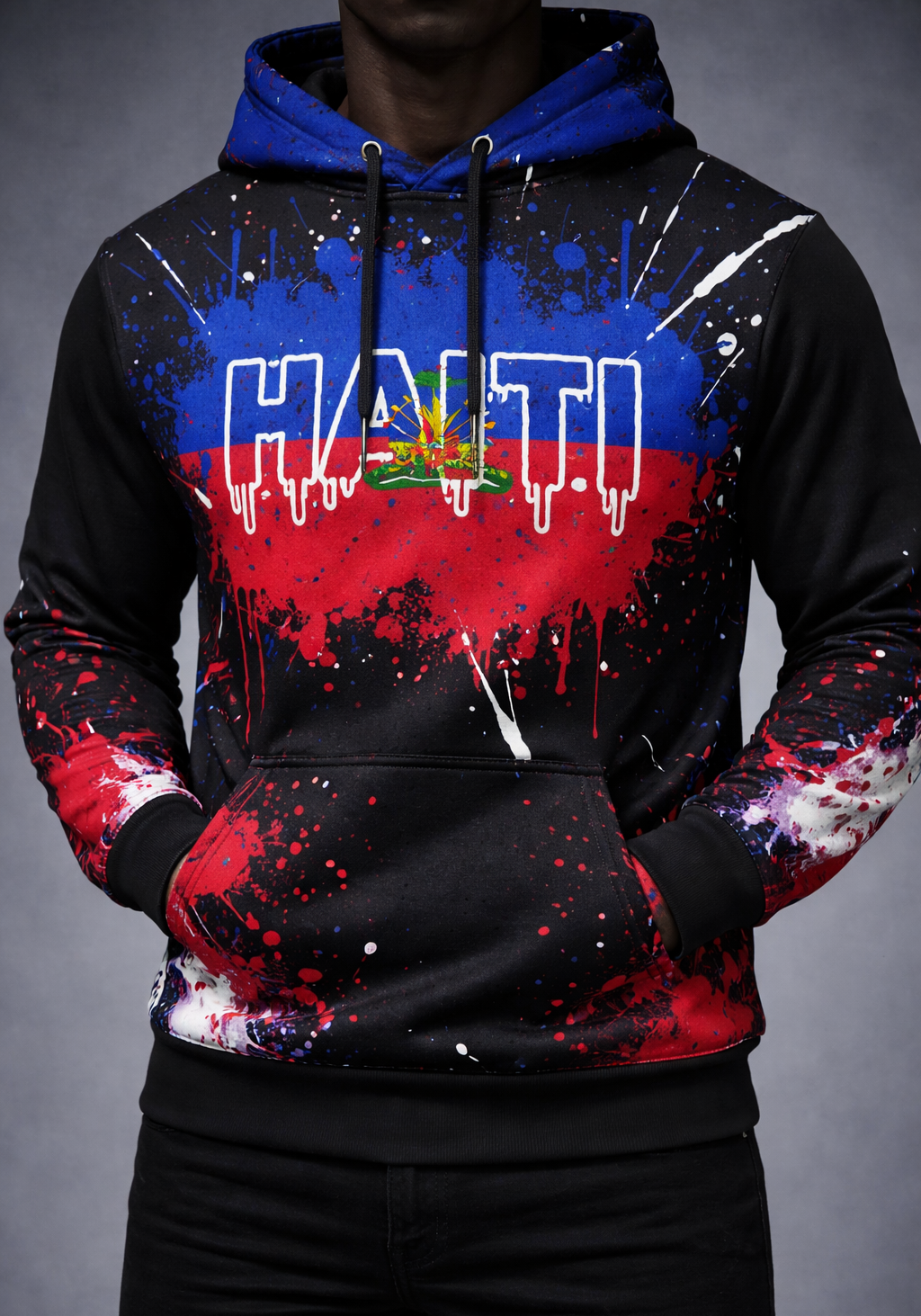 Hoodie Haïti - Drapeau Éclaboussure