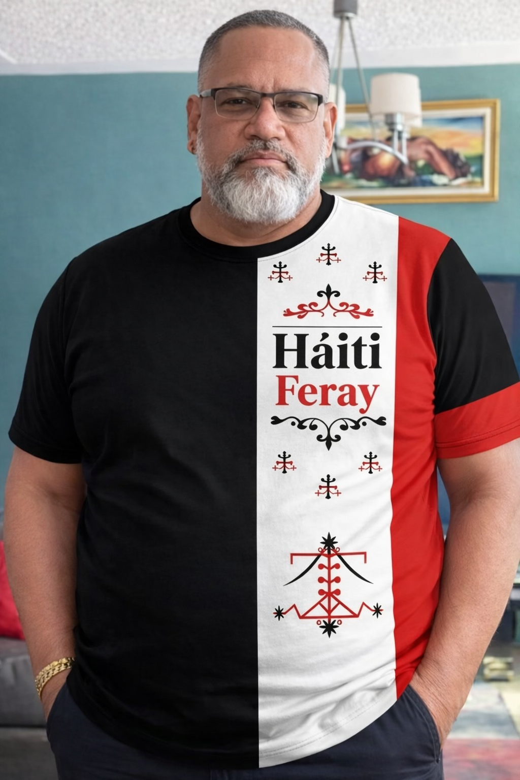 T-Shirt Haïti Feray – Noir, Blanc & Rouge