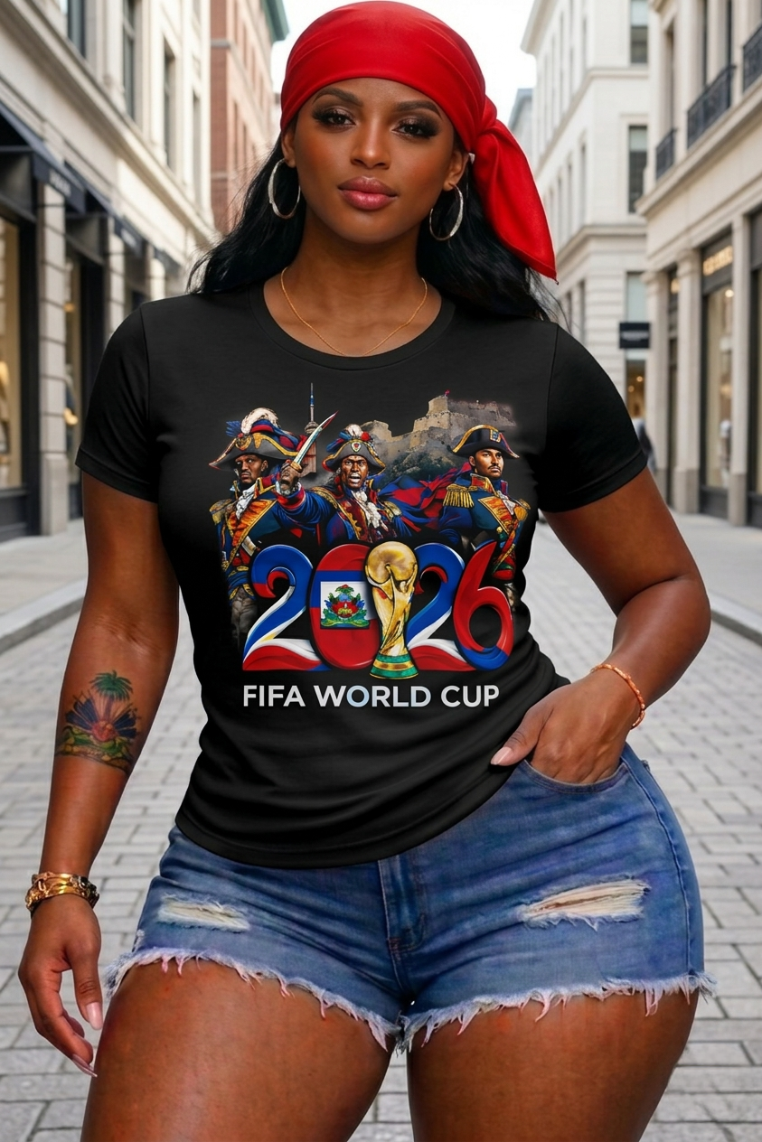 T-Shirt Femme 2026 FIFA World Cup - Héros Haïtiens Trophée Noir