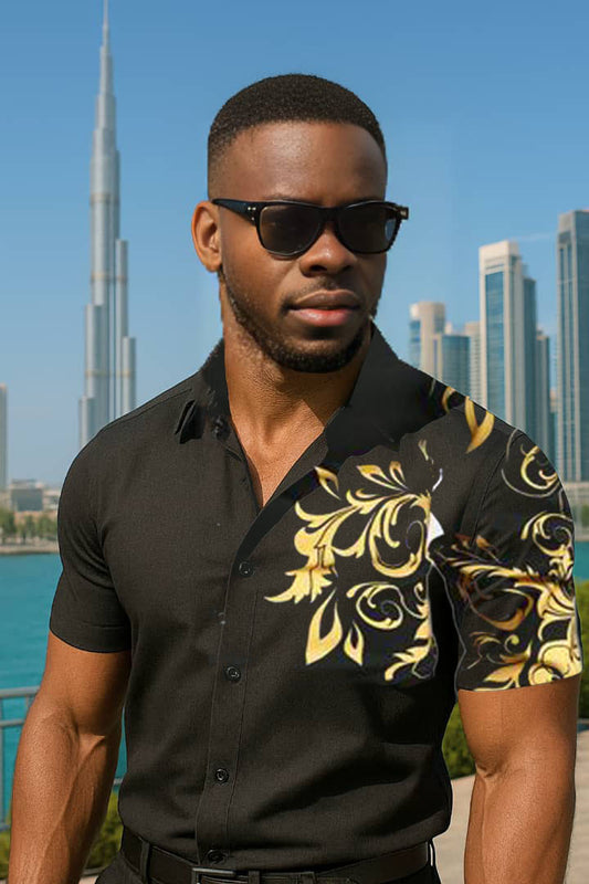 Chemise "Royal Baroque" noire et or