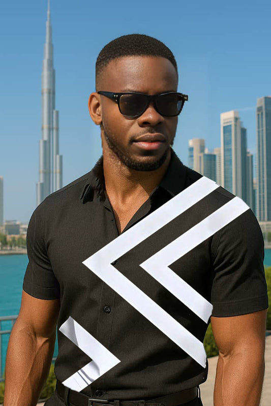 Chemise "V Chevron" noire et blanche