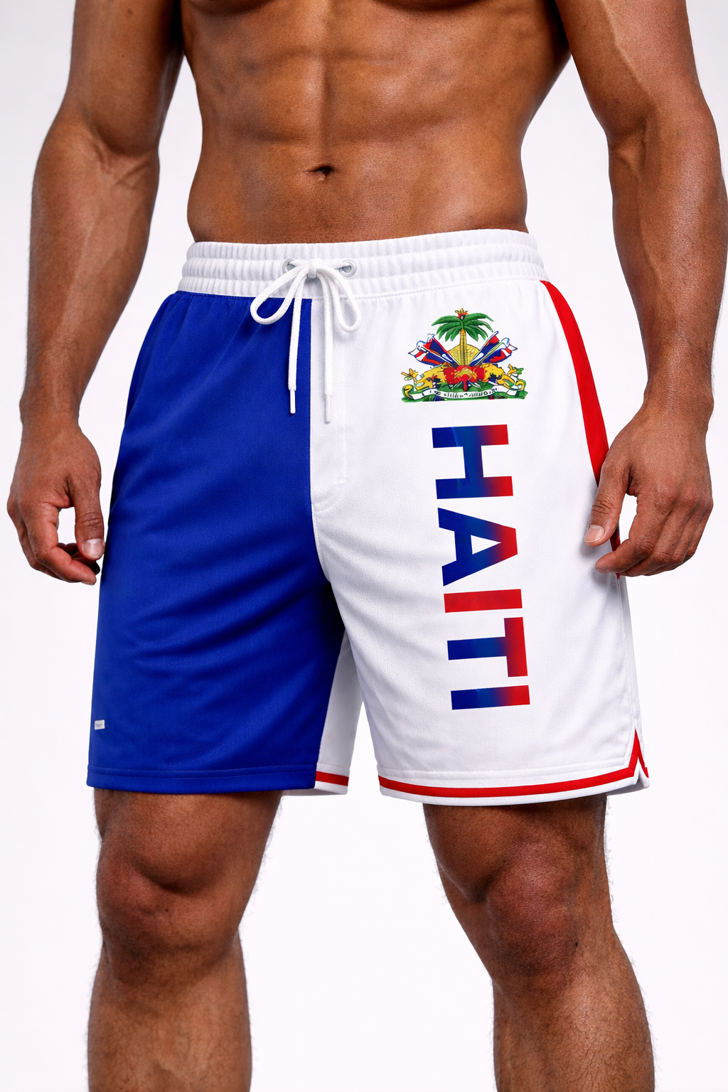 Short Haïti Armoiries & HAITI Vertical – Colorblock Bleu & Blanc