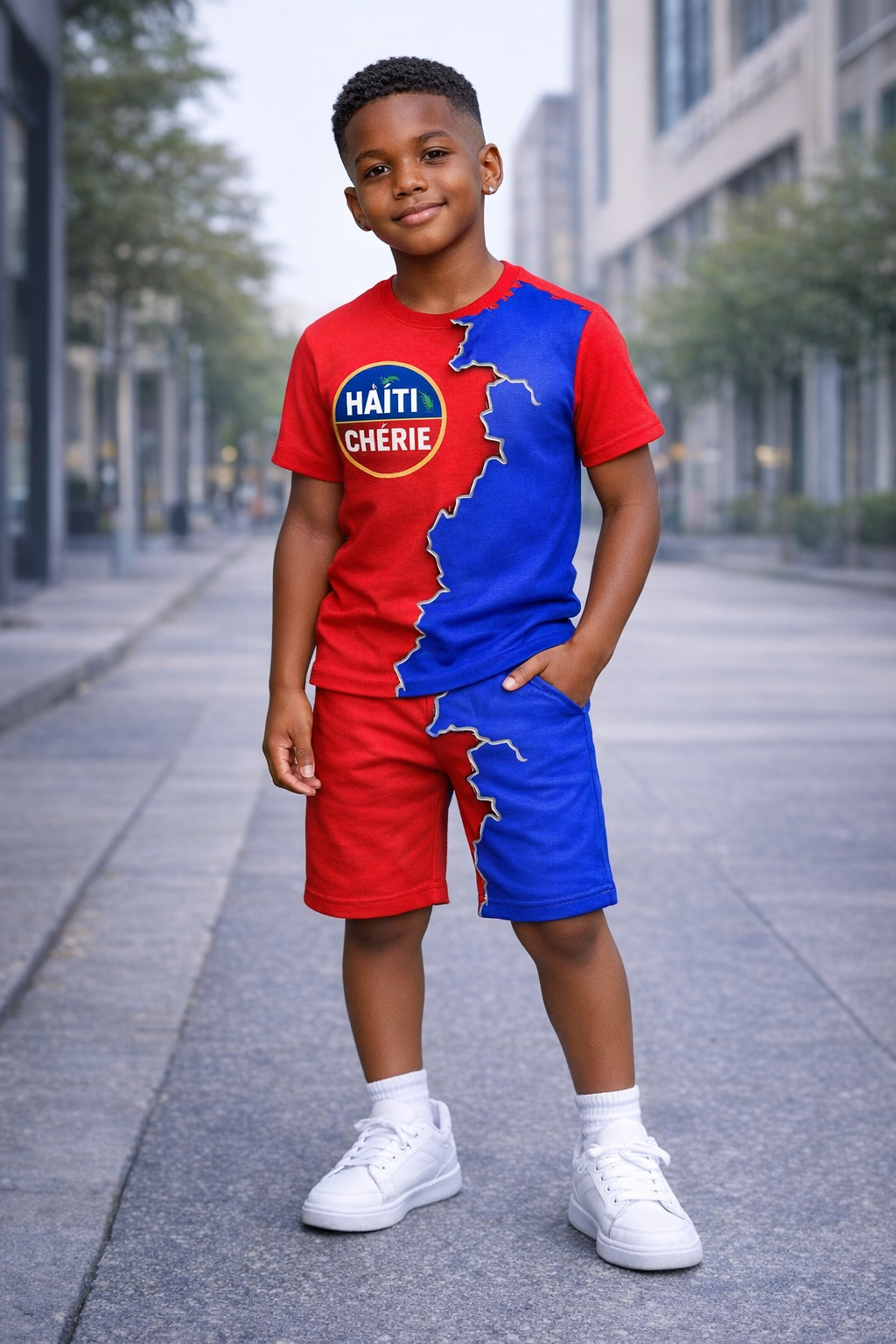 Ensemble Deux Pièces Haïti Chérie avec Carte pour Enfants