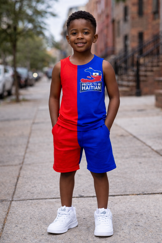 Ensemble Proud To Be Haitian Bicolore Enfant