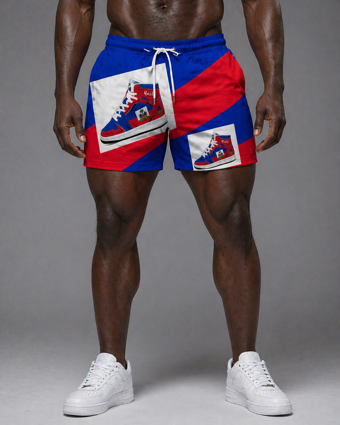 Short Drapeau Haïti Sneaker – Bleu, Rouge & Blanc