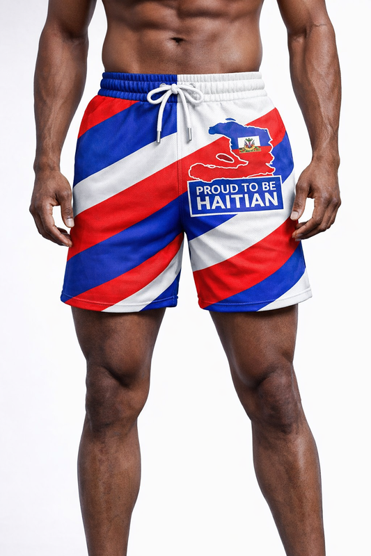 Short Proud to be Haitian - Carte Haïti Bandes Diagonales