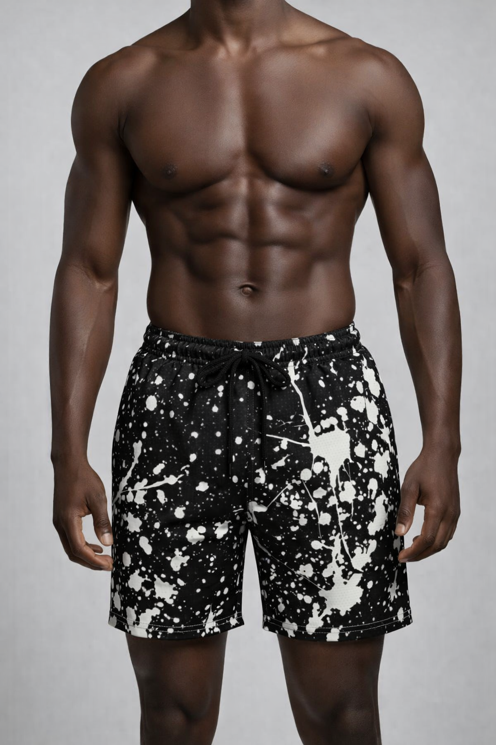 Short Constellation Noire – Splash Blanc sur Noir