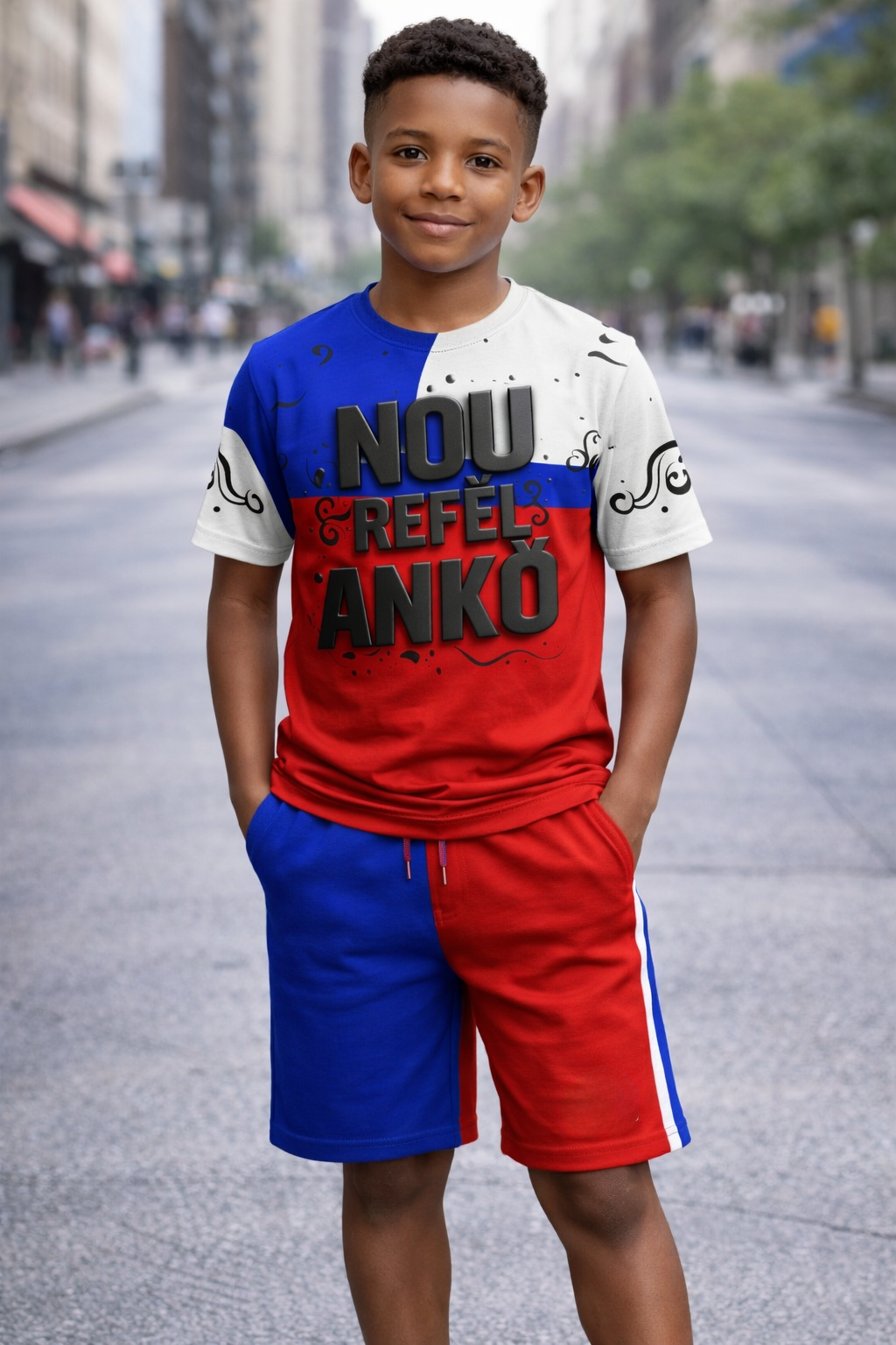 Ensemble Deux Pièces Nou Crefel Anko T-shirt et Short pour Enfants