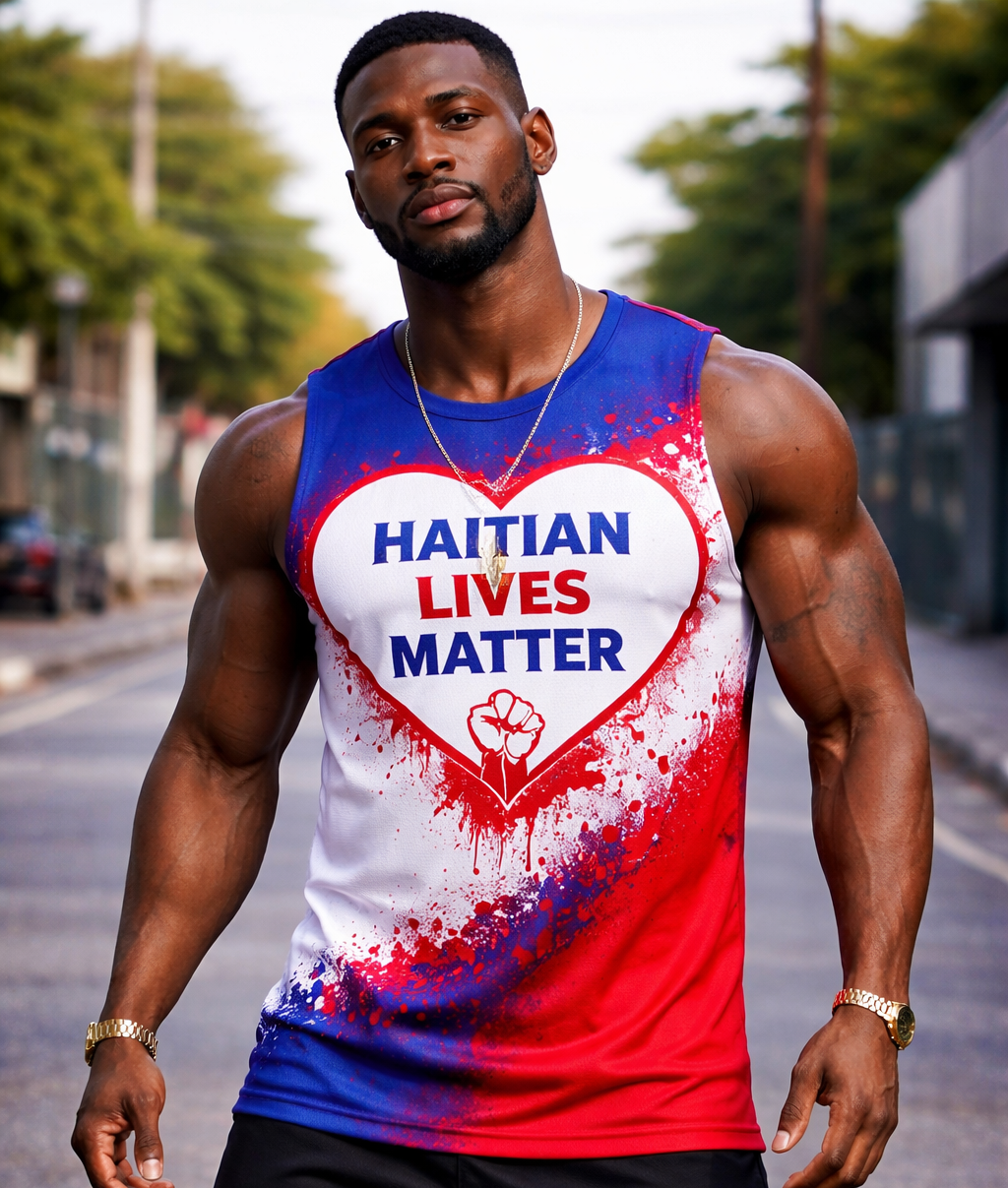 Débardeur Haitian Lives Matter - Cœur Poing Levé Éclaboussures Solidarité