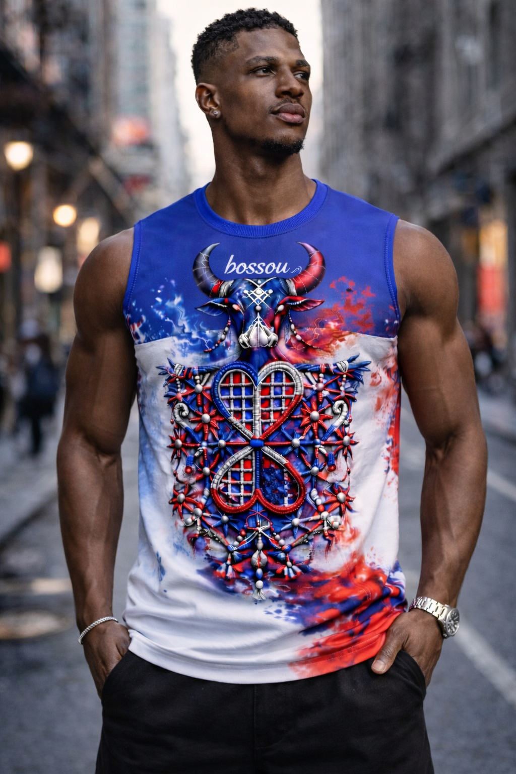 Débardeur Bossou Vaudou - Taureau Sacré Vèvè Mystique Tricolore