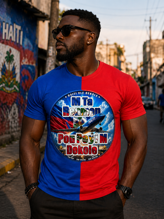 T-Shirt M Ta Renmen Pou Peyi M Dekole – Bleu & Rouge