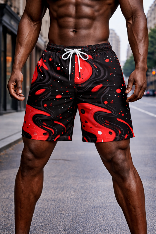 Short Galaxie Rouge – Noir & Rouge Cosmique