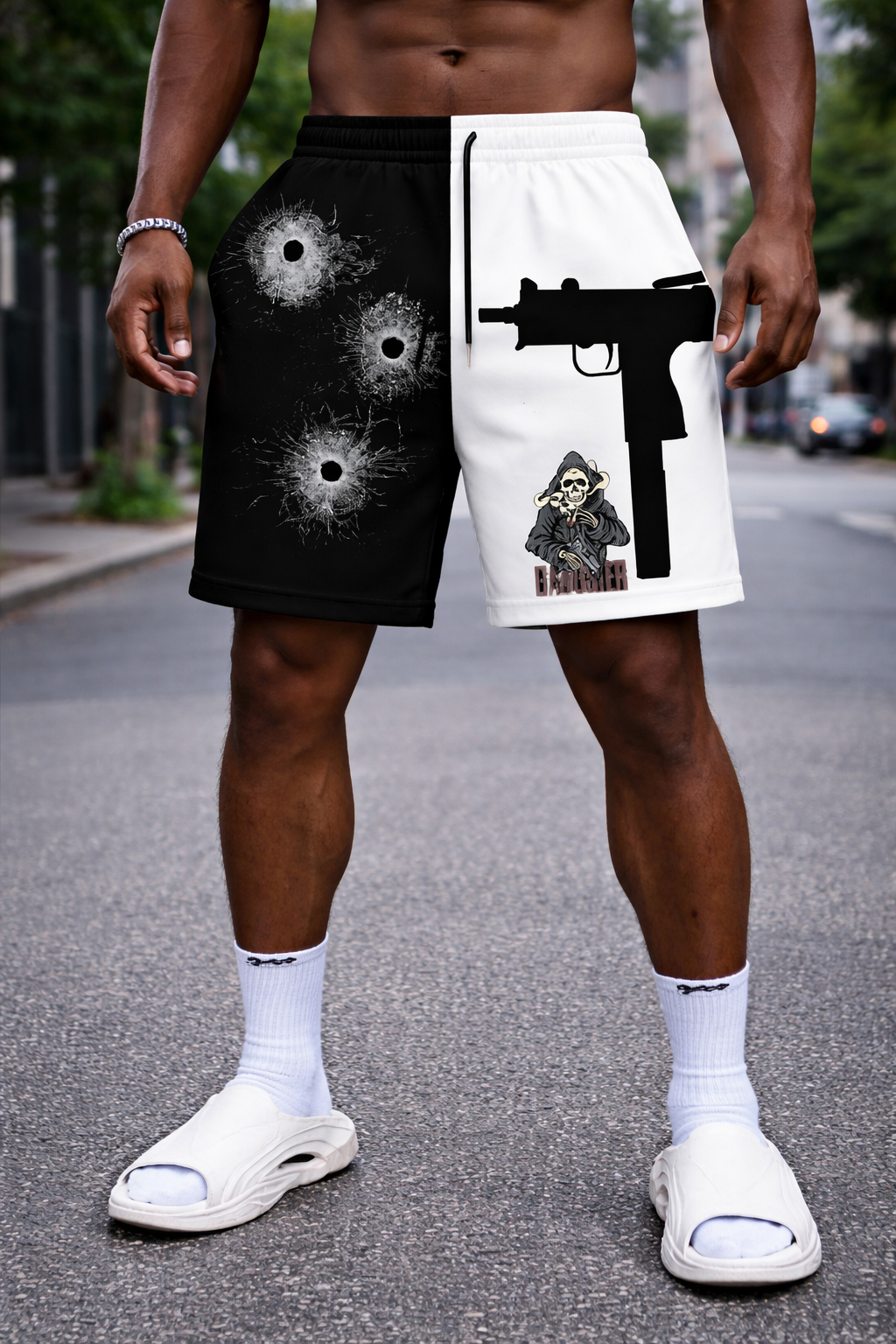 Short Bicolore Gangster – Noir & Blanc