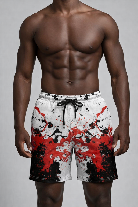 Short Encre Rouge & Noir – Splash Artistique
