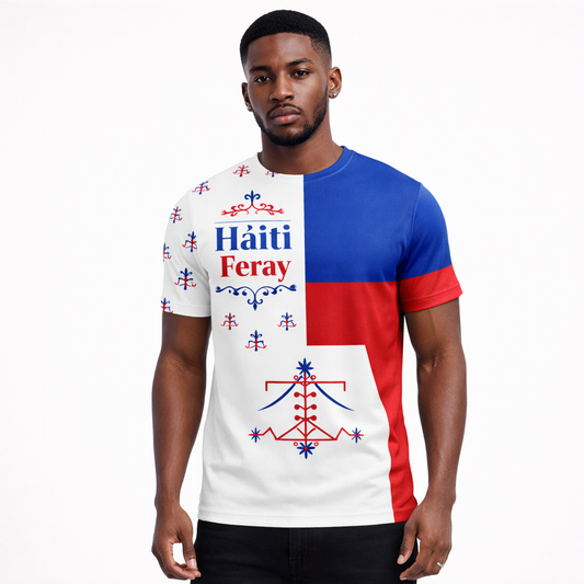 T-Shirt Premium Haïti Feray - Vèvè Spirituel Color Block