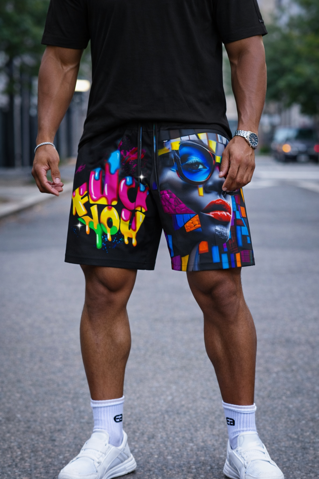 Short Graffiti Flow Now – Noir & Multicolore