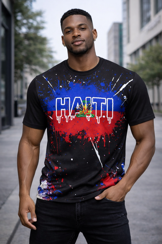 T-Shirt Premium Haiti Paint Splash - Design Artistique Urbain