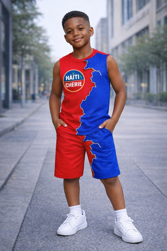 Ensemble Deux Pièces Haïti Chérie Débardeur et Short pour Enfants