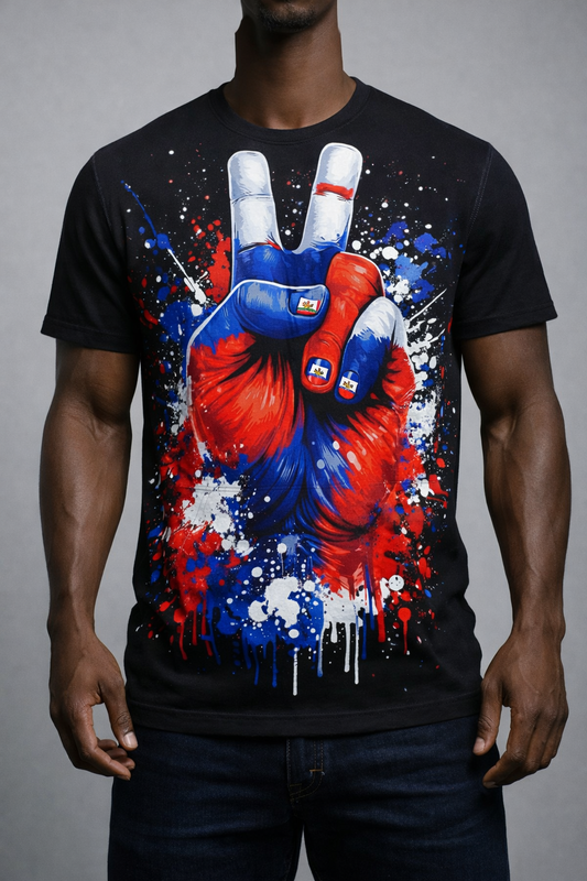 T-Shirt Premium Haiti Peace Sign - Signe de Victoire Artistique