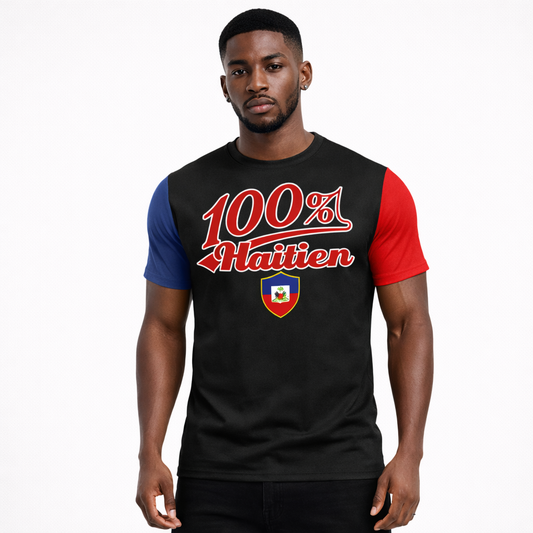 T-Shirt Premium 100% Haïtien - Style Sportif Manches Color Block