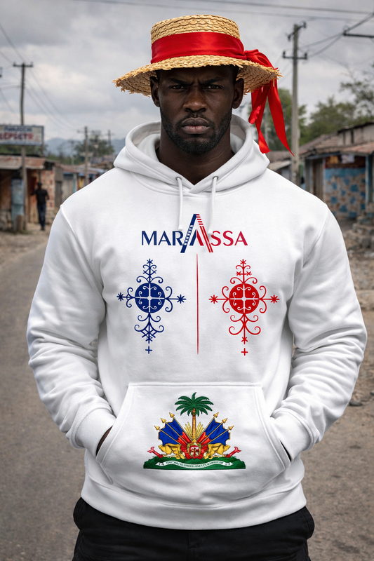 Hoodie Marassa - Jumeaux Sacrés Blanc Haïtien