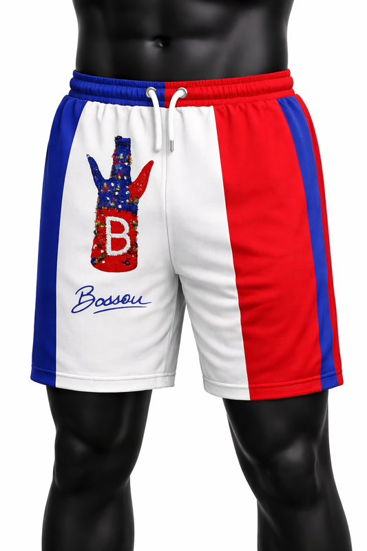 Short Bossou - Bouteille Perlée Tricolore Bleu Blanc Rouge