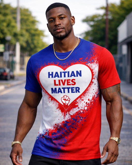T-Shirt Haitian Lives Matter - Édition Paint Splash Tricolore