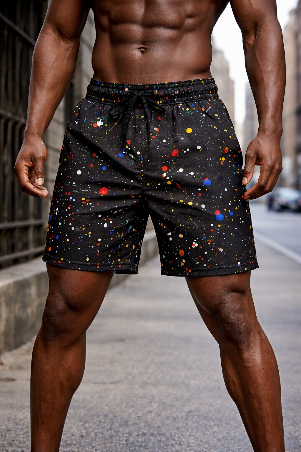 Short Galaxie Paint Splash – Noir & Multicolore