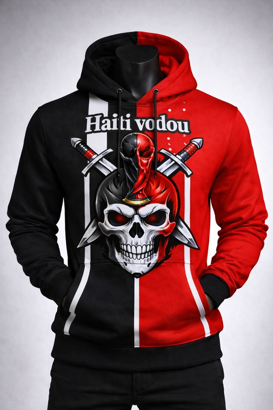 Hoodie Haïti Vodou Crâne – Noir & Rouge