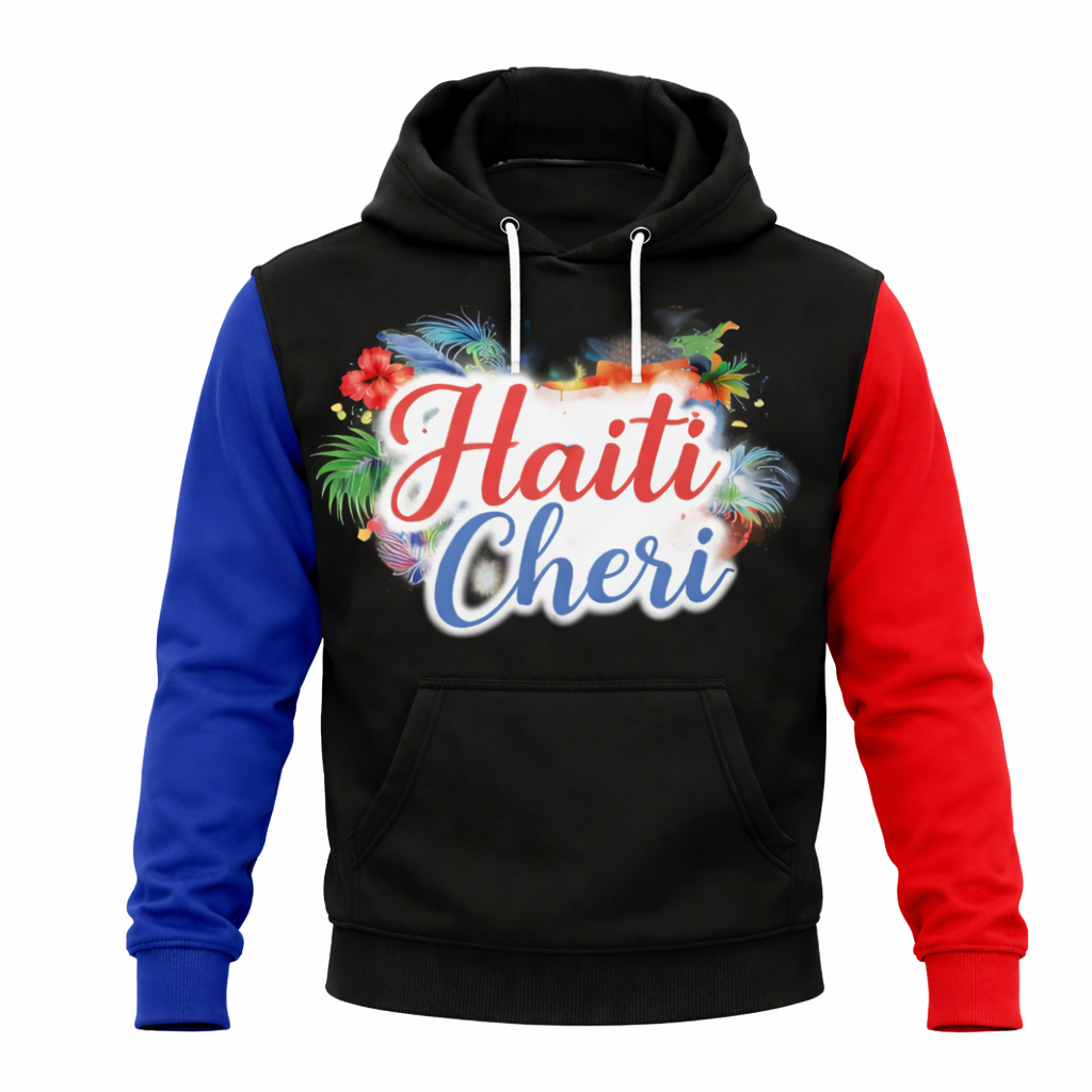 Hoodie Haïti Chéri - Édition Tricolore Noir
