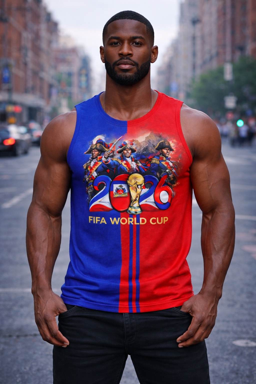 Débardeur Haïti FIFA World Cup 2026 – Héros Historiques Bleu & Rouge