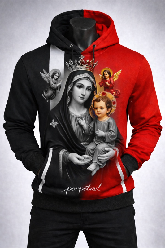 Hoodie Notre-Dame du Perpétuel Secours – Noir & Rouge